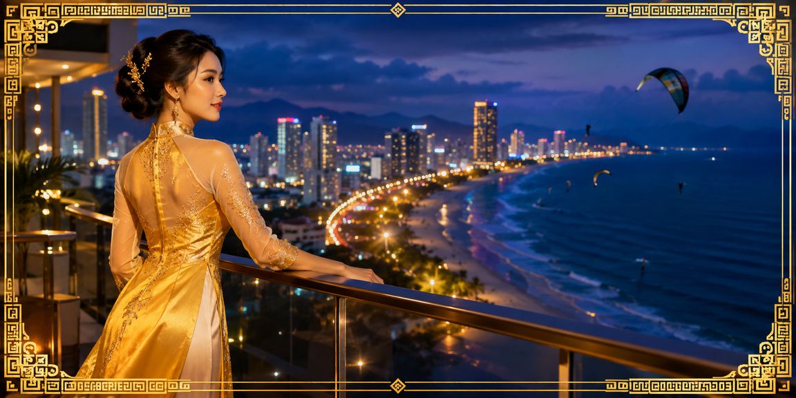 Người dùng trải nghiệm ứng dụng casino tại Mũi Né với trang phục áo dài truyền thống